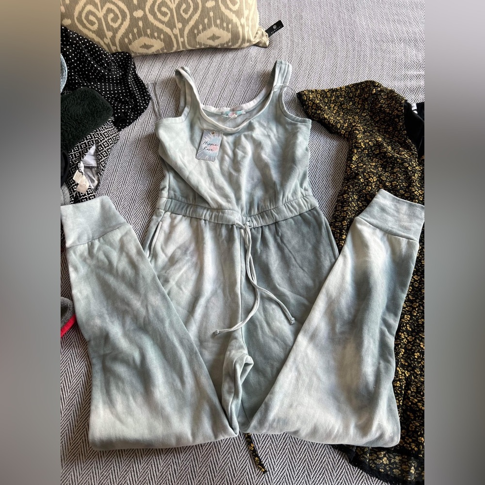 Cotton jumpsuit with drawstring waist